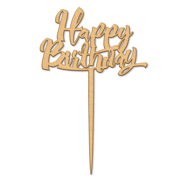 Cake Topper - Happy Birthday - Wood